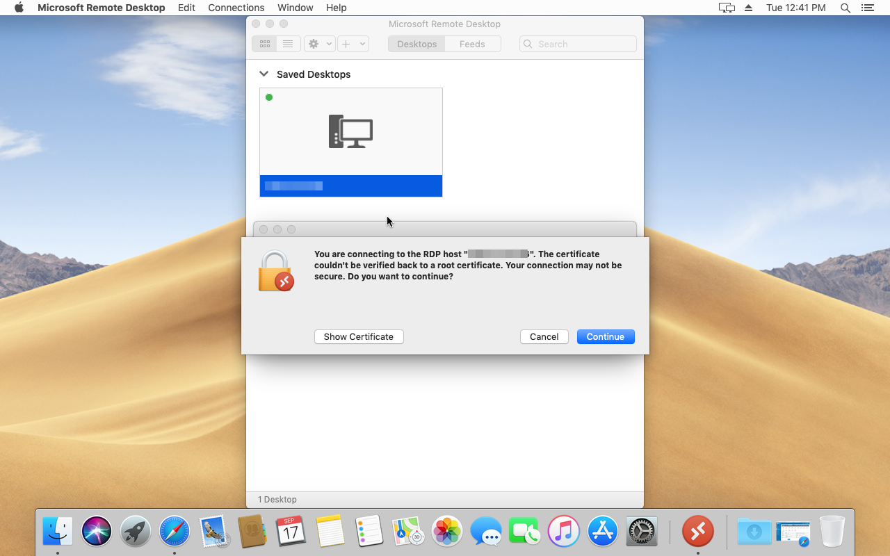 microsoft remote desktop connection client for mac 10.8.5